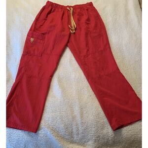 Spread Good Cheer Womens Scrub Pants Size XL Red Cargo Cotton Blend
